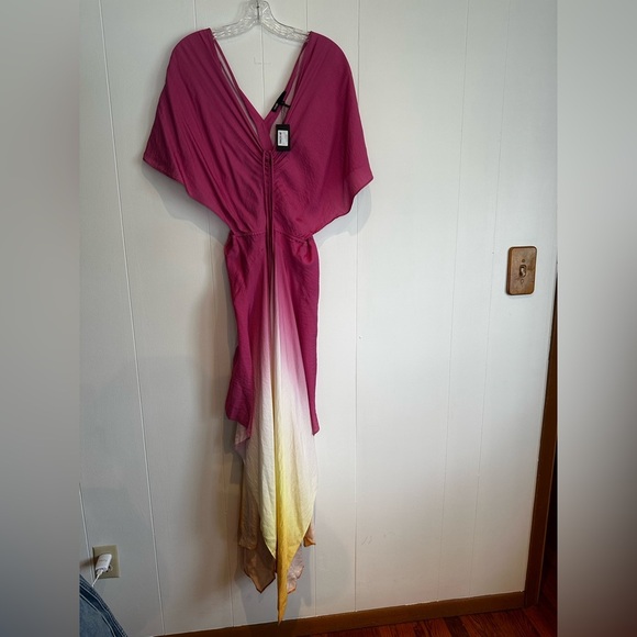 Maje 222Rachelly Ombre Dress Size Medium Tall | Handkerchief Hem Resort Vibe - Picture 6 of 8
